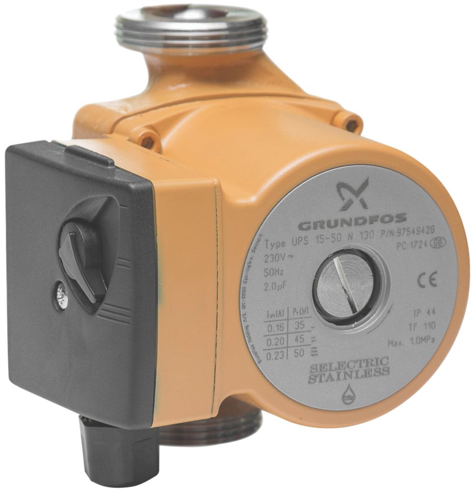 Grundfos UPS 15-50N Traditional Secondary Hot Water Circulator 230V Central Heating Pumps | Screwfix.com