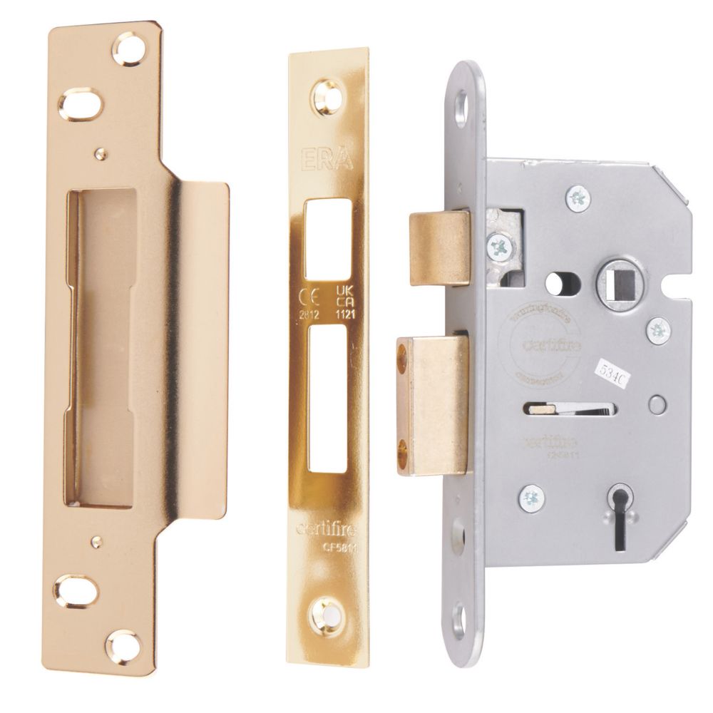 ERA 5 Lever Brass 5-Lever Mortice Sashlock 64mm Case - 44mm Backset