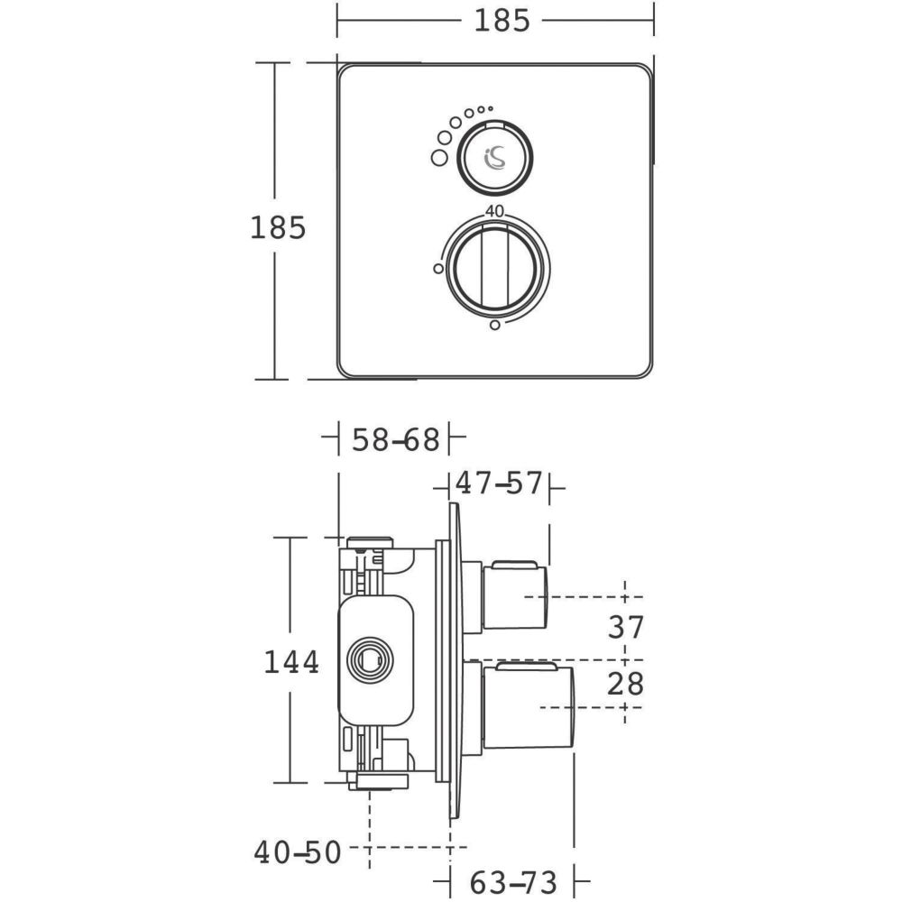 Ideal Standard Easybox Slim Concealed Thermostatic Mixer Shower Valve Fixed Chrome