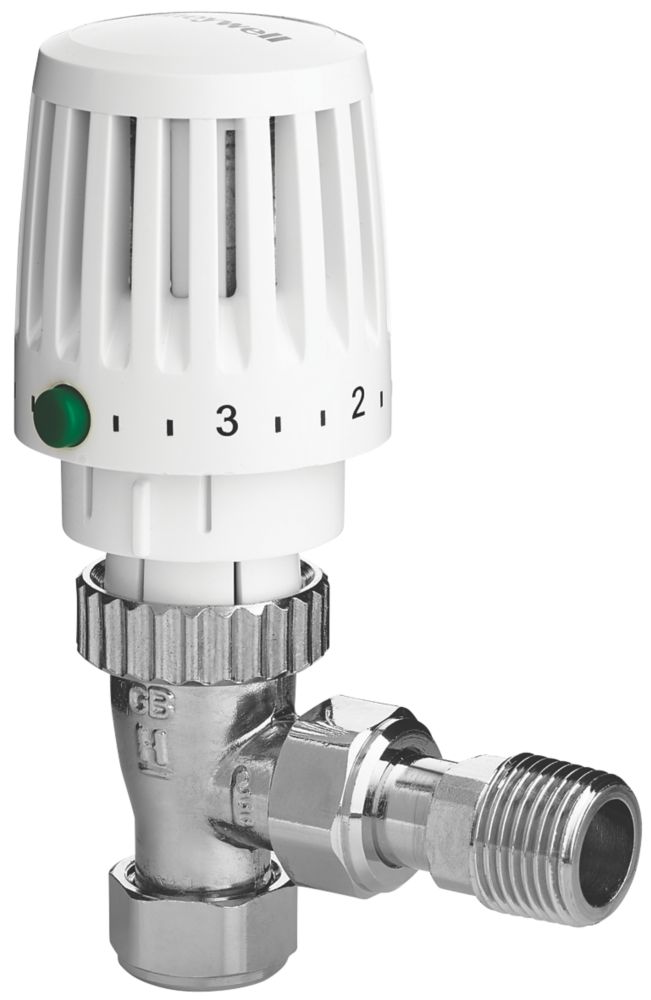 Honeywell Home VTL120-15A White / Chrome Angled TRV & Lockshield 15mm x ½