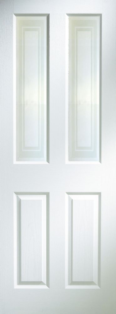 Jeld Wen Oakfield Primed Pannelled Glazed Interior Door 1981 X 762mm