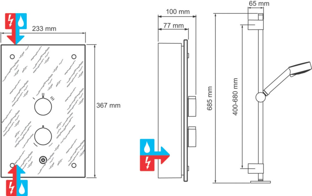 Mira Galena Slate 9.8kW Manual Electric Shower