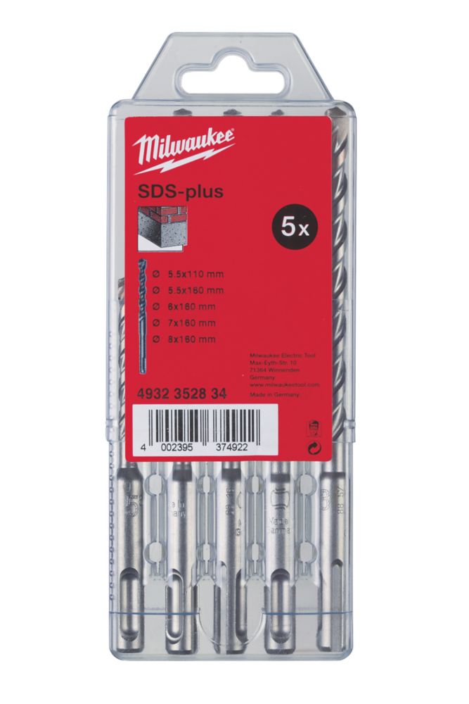 Milwaukee SDS Plus Shank M2 Drill Bit Set 5 Pcs