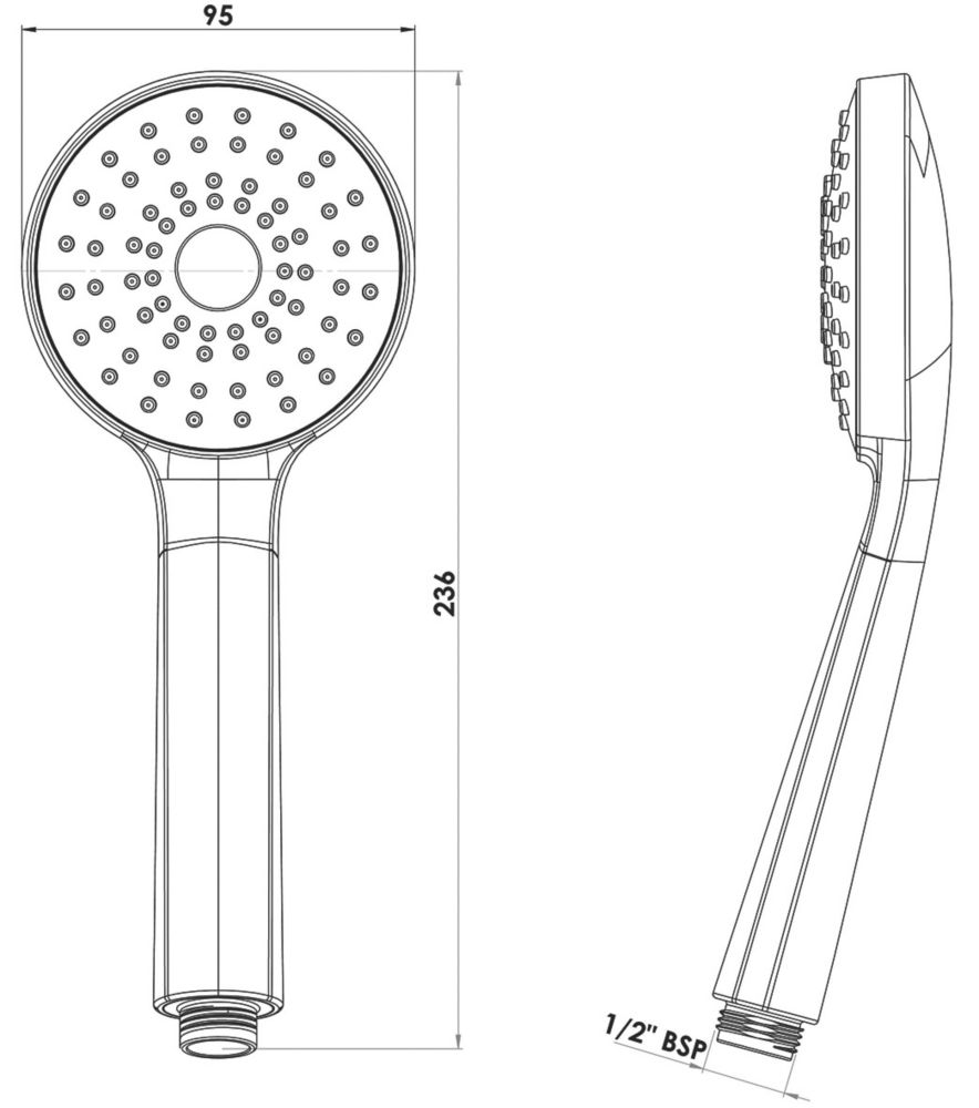 Triton Eva Shower Head White 95 x 236mm