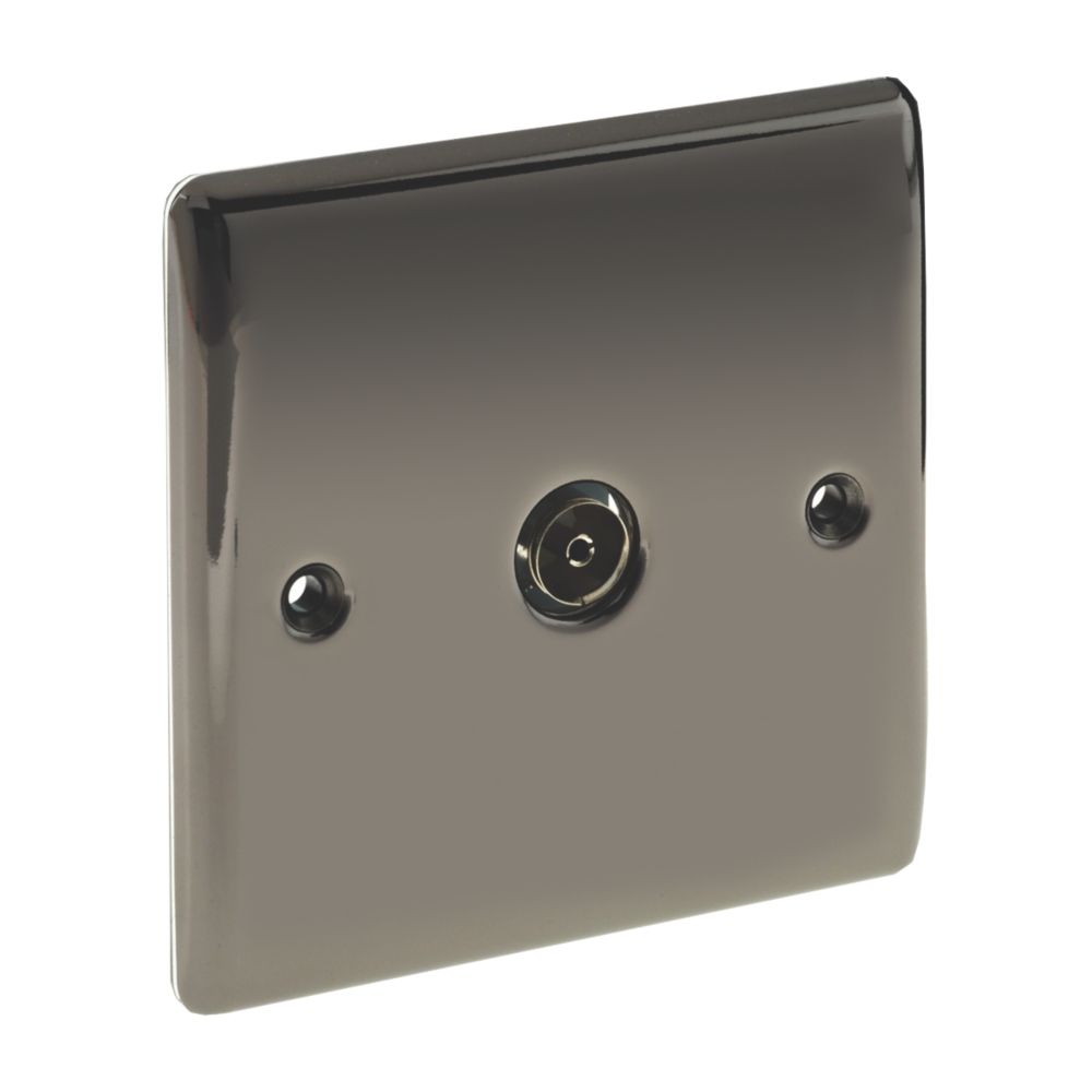 British General Nexus Metal Coaxial TV Socket Black Nickel