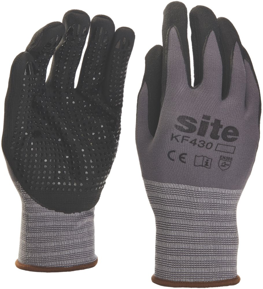 Site KF430 Micro Dot Nitrile Foam Gloves Grey / Black Large Reviews