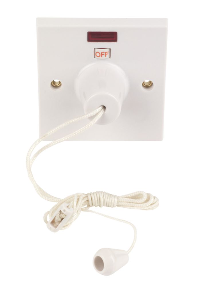 45A 1-Way Pull Cord Switch White