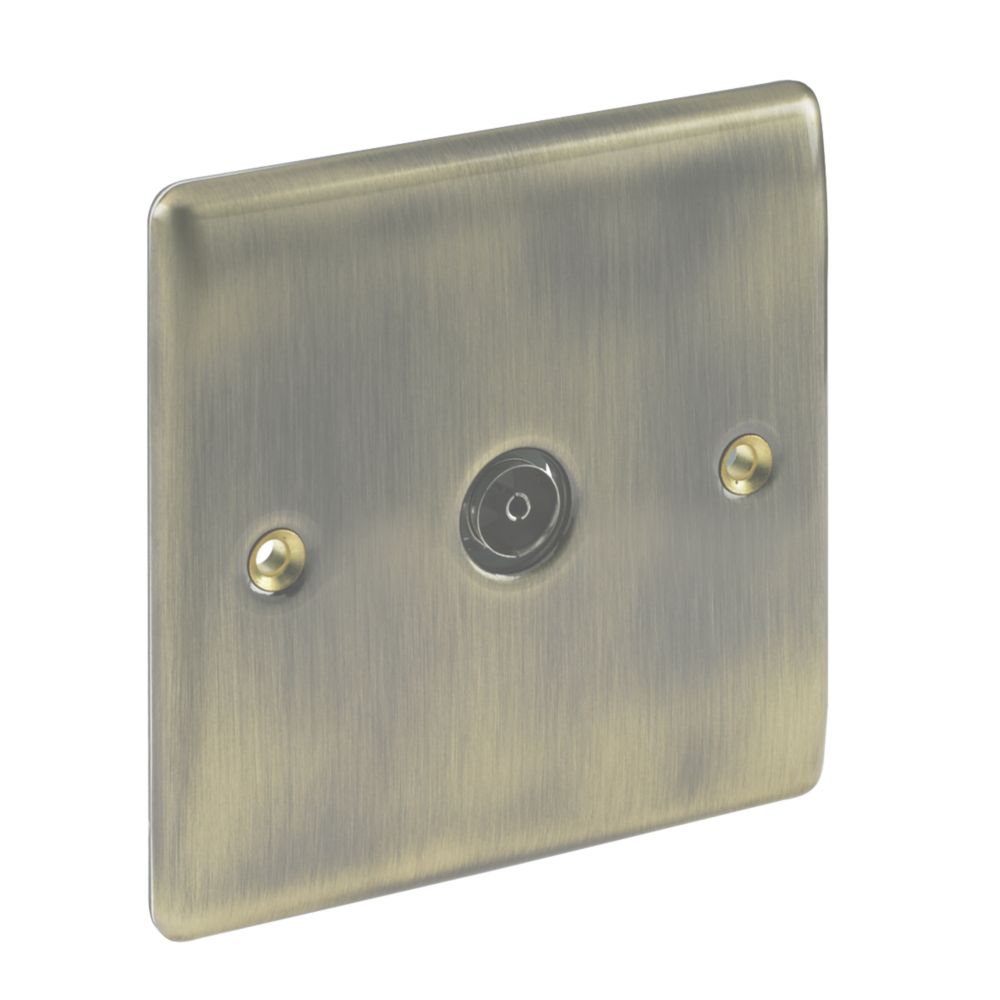 British General Nexus Metal Coaxial TV Socket Antique Brass