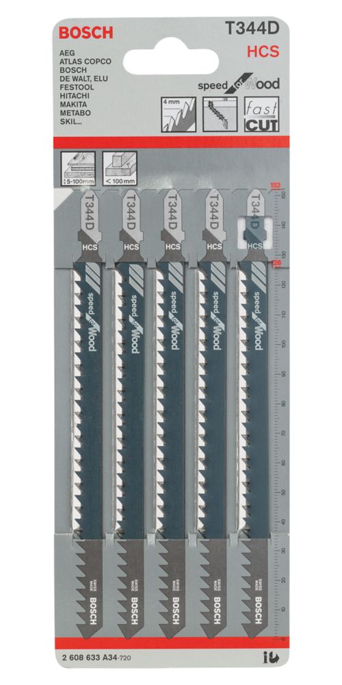 Bosch T344D Jigsaw Blades 152mm 5 Pack