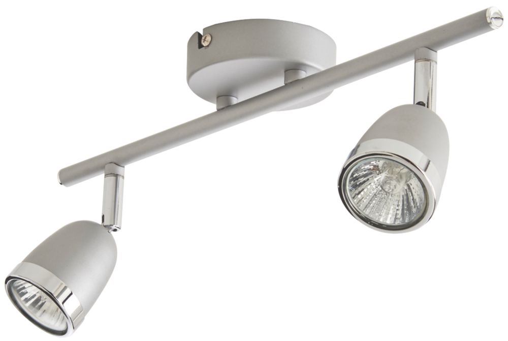 Atos 2 Light Spotlight Silver 220 240v Ceiling Spotlights