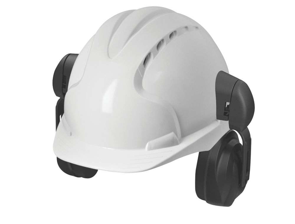 JSP EVO3 Comfort Plus Adjustable Safety Helmet with Ear Defenders White