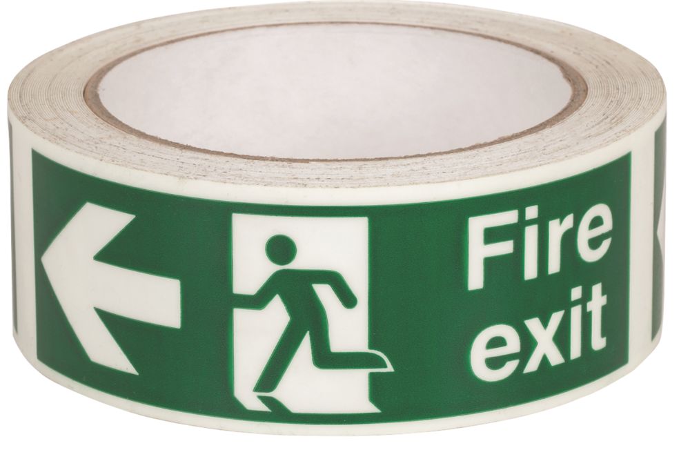 Nite-Glo Fire Exit Left Tape Green & White 10m x 40mm Reviews