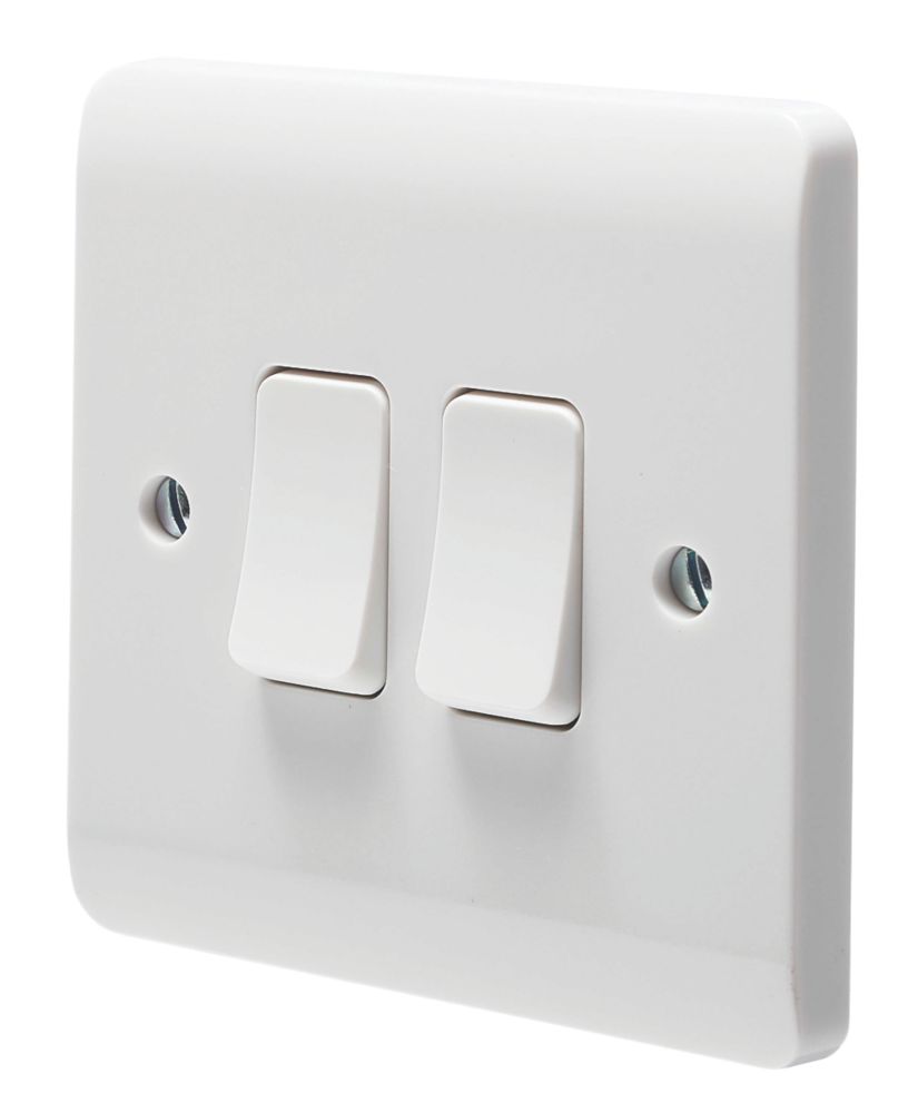 Crabtree Instinct 10ax 2 Gang 2 Way Light Switch White Switches Screwfix Com