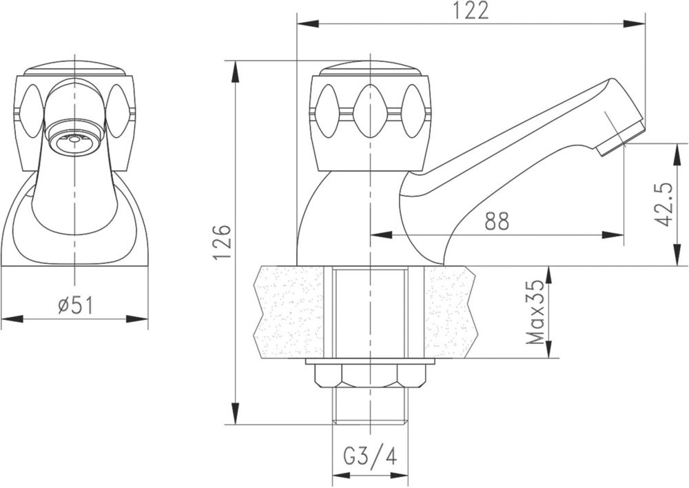 Bruan Bath Pillar Taps