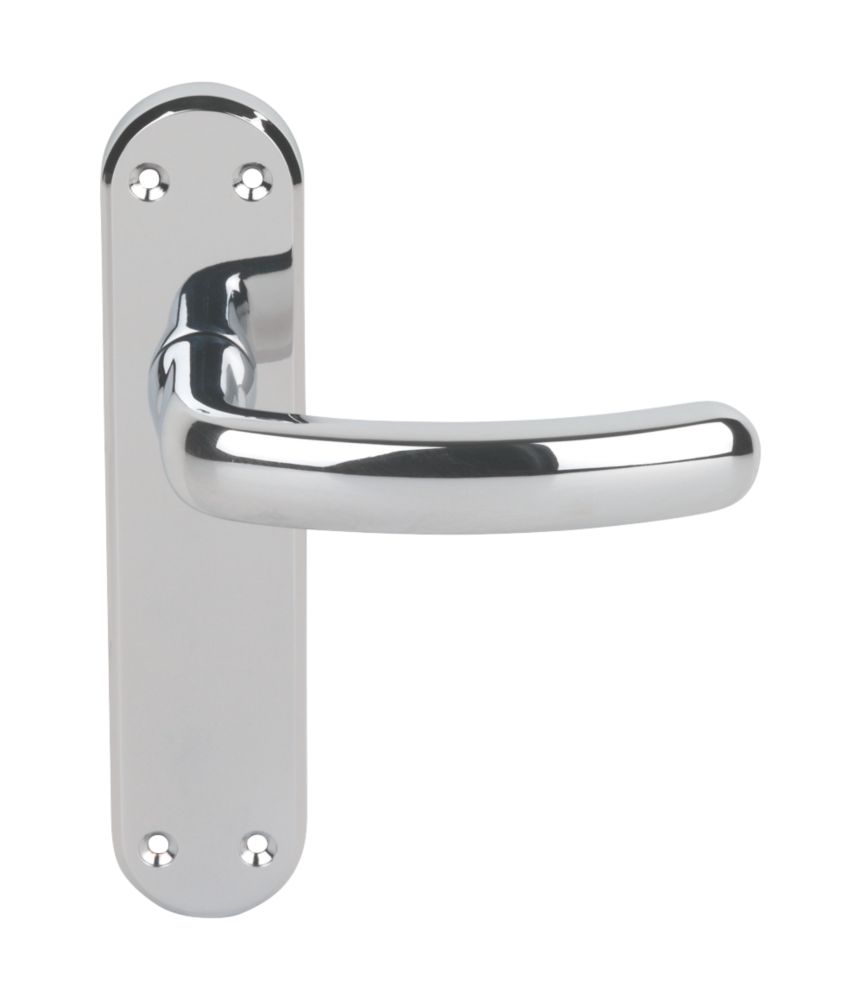 Serozzetta Shape Fire Rated Latch Lever On Backplate Latch Door Handles Pair Polished Chrome