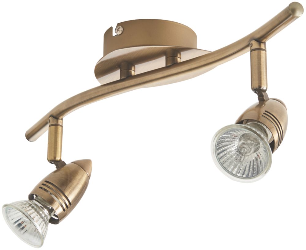 Inseki 2 Light Spotlight Brass 220 240v Ceiling Spotlights