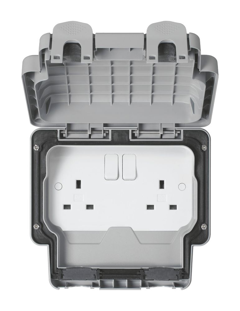 MK IP66 13A 2-Gang DP Weatherproof Outdoor Switched Socket