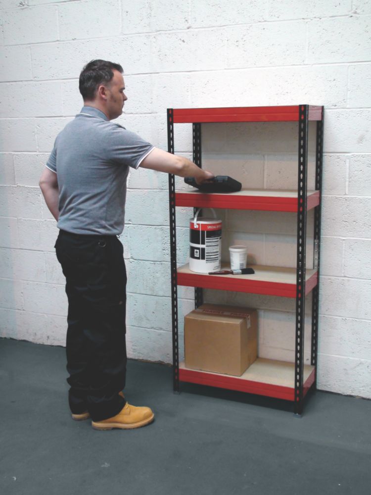 RB Boss Powder-Coated Boltless Freestanding Shelving 4-Tier 750 x 350 x 1600mm