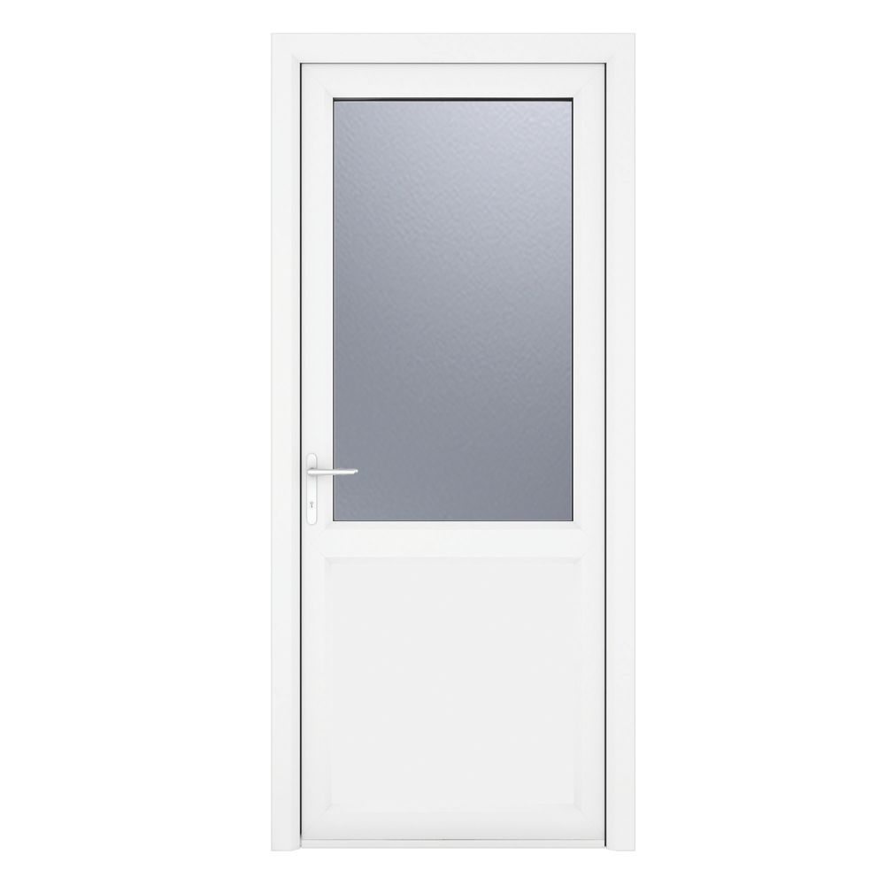 Crystal 2 Panel 1 Frosted Light Rh White Upvc Back Door 2090 X 840mm Doors Screwfix Com