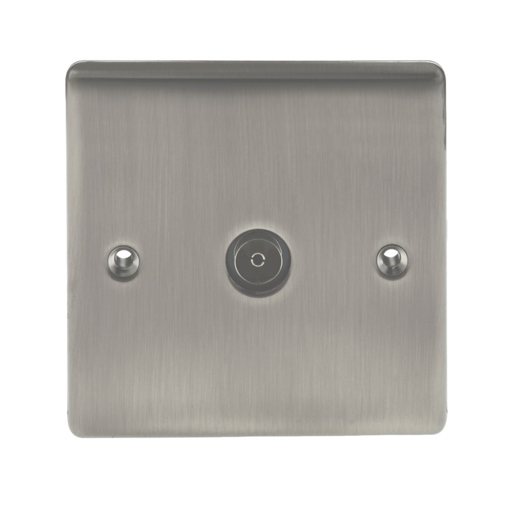 British General Nexus Metal Coaxial TV Socket Brushed Iridium