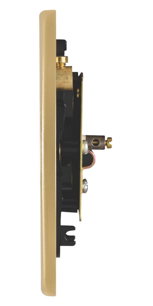 Schneider Electric Ultimate Low Profile Coaxial TV Socket Polished Brass with Black Inserts