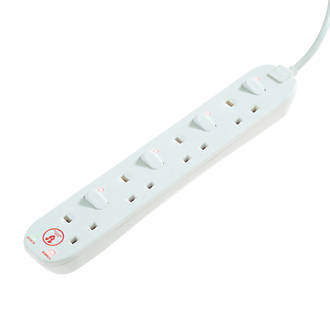 UK MAINS EXTENSION LEAD 4 GANG 5 METRE SURGE PROTECTED SWITCHED MASTERPLUG 