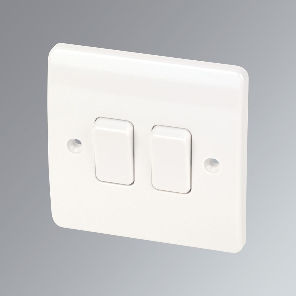 Mk Logic Plus 10ax 2 Gang 2 Way Light Switch White With White Inserts Switches Screwfix Com
