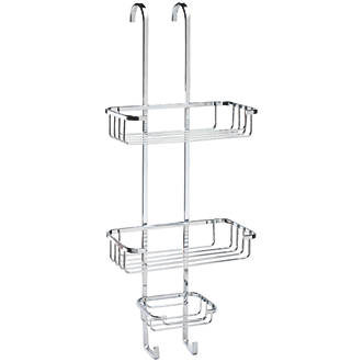 3 Tier Hanging Shower Caddy Chrome Organiser with Hook Shelf Basket Bathroom 
