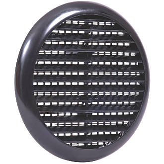 4 Grey Anthracite RAL 7016 External Exterior Ducting Air Round Spigot Fly Screen Fixed Louvered Wall Vent Grille 100mm
