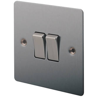 2 X Saxby Screwless Brushed Stainless Steel 10A 4G 2 Way Light Switch.BARGAIN. 