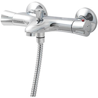 Ultra Eon Single Lever Pillar Mounted Bath Shower Mixer Tap with Shower Kit and Wall Bracket 