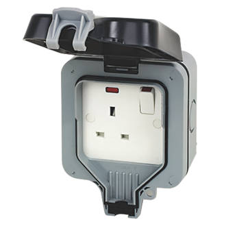Waterproof Socket Outdoor 13A 2 Gang Storm Switched Double IP66 Outside Use 