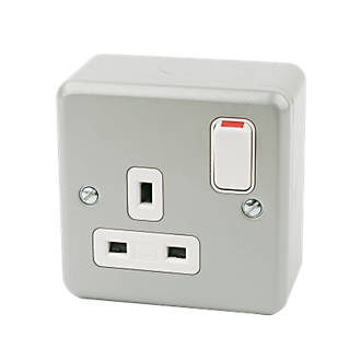 used Single Gang Metal Clad 13A Switched Socket with Back Box 