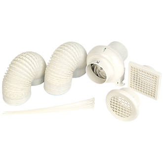 Manrose Complete Bathroom Shower Inline Light Extractor Fan Centrifugal Fan Kit 