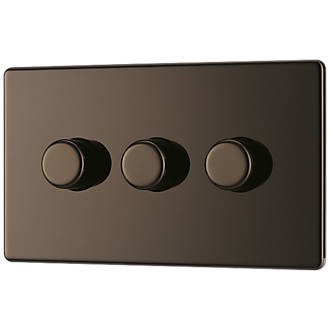 Flat Black Nickel 2 Gang Dimmer 400W 10A Double 2Gang 2 Way Light Dimmer Switch 