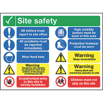 SITE SAFETY SIGNAGE WARNING SITE ENTRANCE A5/A4/A3 STICKER OR FOAMEX SITE SIGN 