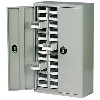 Steel Drawer Cabinet W Lockable Doors 48 Bin Trays 586 X 270 X
