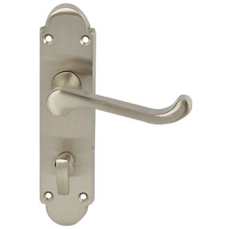 Hafele Dome Wc Lever On Backplate Handle Pair Satin Nickel