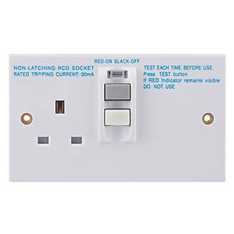 SCHNEIDER ELECTRIC SQUARE EDGE 30MA 1-GANG 2P+E SWITCHED PASSIVE RCD SOCKET 