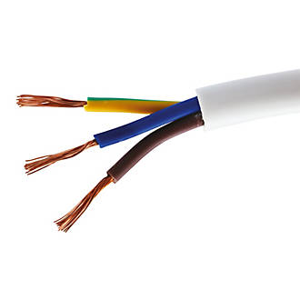 5 metros blanco 1 mm 10 Amp 3183Y 3 Core Cable Flexible 