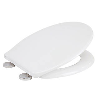 Soft Close Toilet Seat White with Quick Release Oval Toilet Seat Toilet Seat Quick-Release for Easy Cleaning Standard Durable Plastic Toilet Seat with Non-Slip Seat Bumpers 