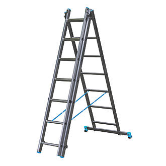 Mac Allister 3-Section 3-Way Aluminium Combination Ladder 4.65m | Stair  Ladders | Screwfix.com