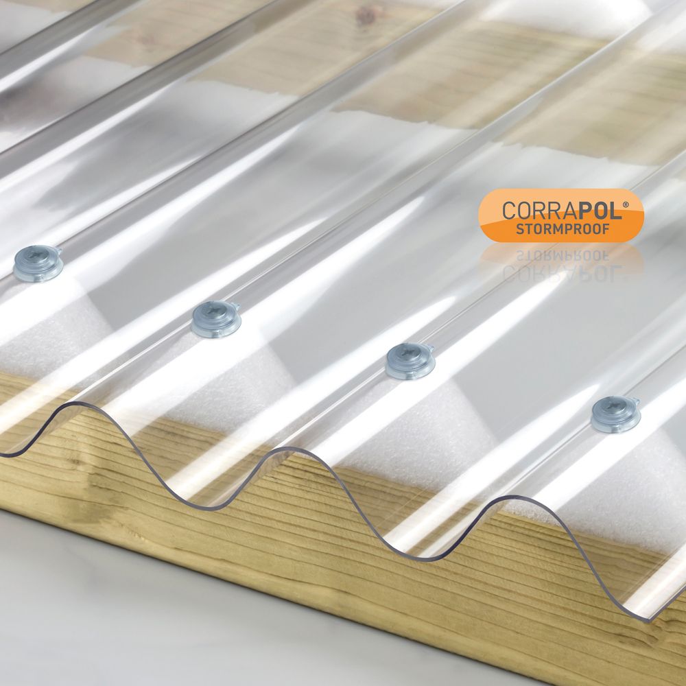 Corrapol Corrugated Polycarbonate Sheet Clear 4000 X 950mm Corrugated Sheets Screwfix Com