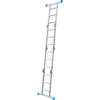 mac allister 4 section aluminium folding ladder with platform 3 30m combination ladders screwfix com