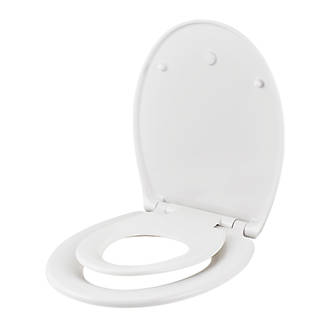 White Toilet Seat Slow Close Heavy Duty with Quick Release & Non-Slip Seat Bumpers Size : D-Shape Quiet-Close for Easy Installation & Cleaning 