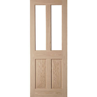 Unfinished Oak Veneer Wooden 4 Panel, White Oak Glass Paneled Door Media Cabinet