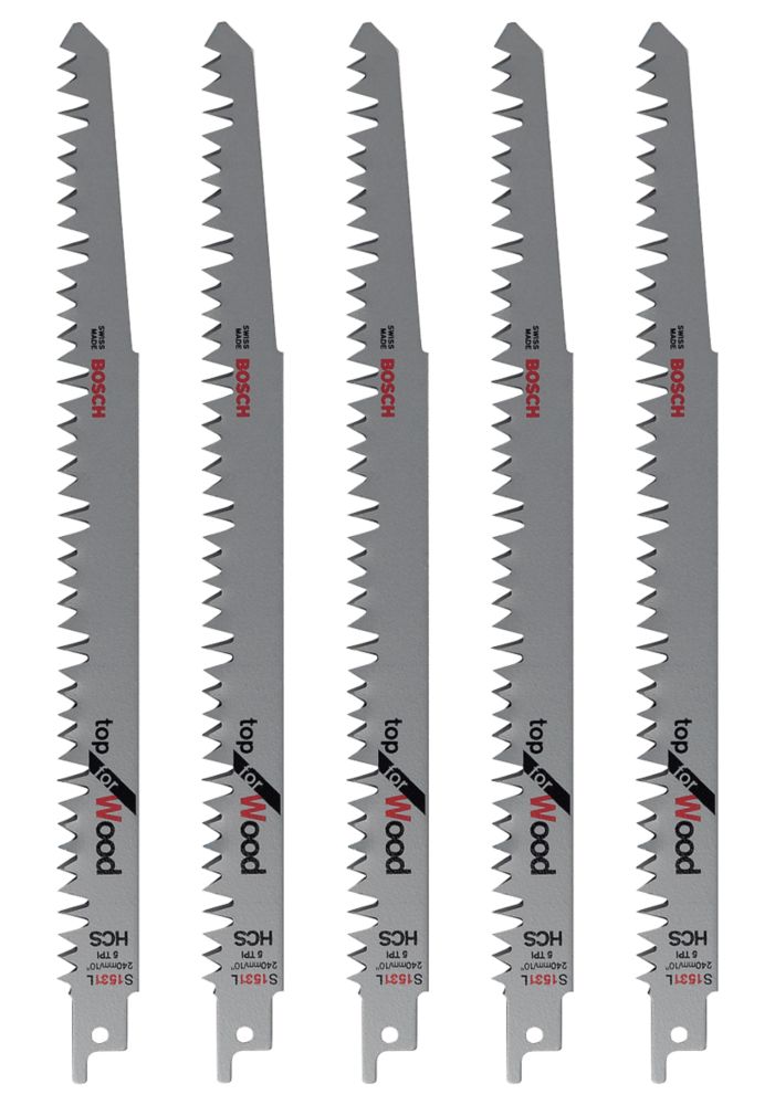 Bosch S1531l Reciprocating Saw Blades Wood 240mm 5 Pack Reciprocating Saw Blades Screwfix Com
