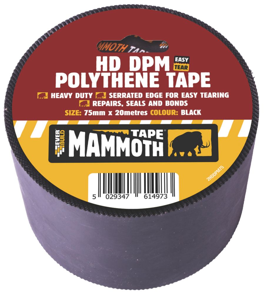 Everbuild Dpm Polythene Joint Tape Black 20m X 75mm Building Tape Screwfix Com
