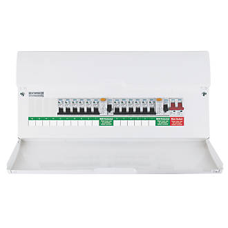 BRITISH GENERAL 22-MODULE 12-WAY POPULATED HIGH INTEGRITY DUAL RCD CONSUMER UNIT 