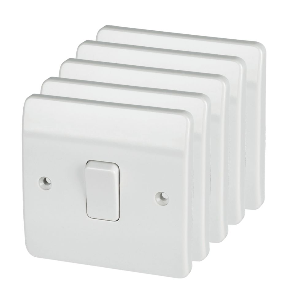 Mk Logic Plus 10ax 1 Gang 2 Way Light Switch White 5 Pack Switches Sockets Screwfix Com